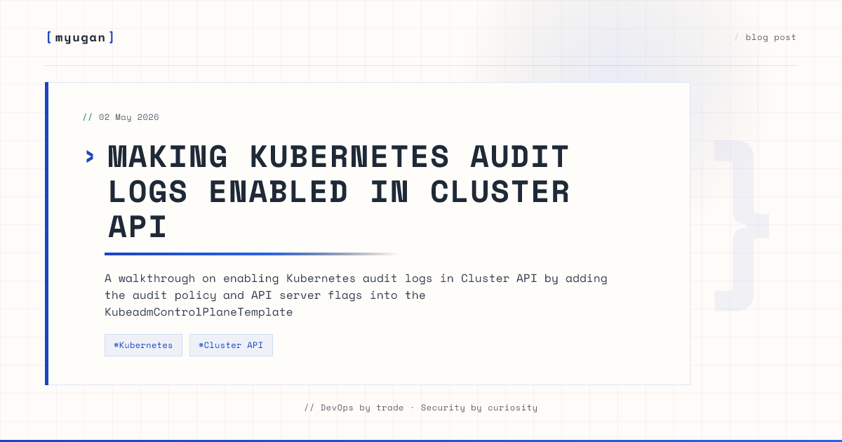 Making Kubernetes Audit Logs Enabled in Cluster API